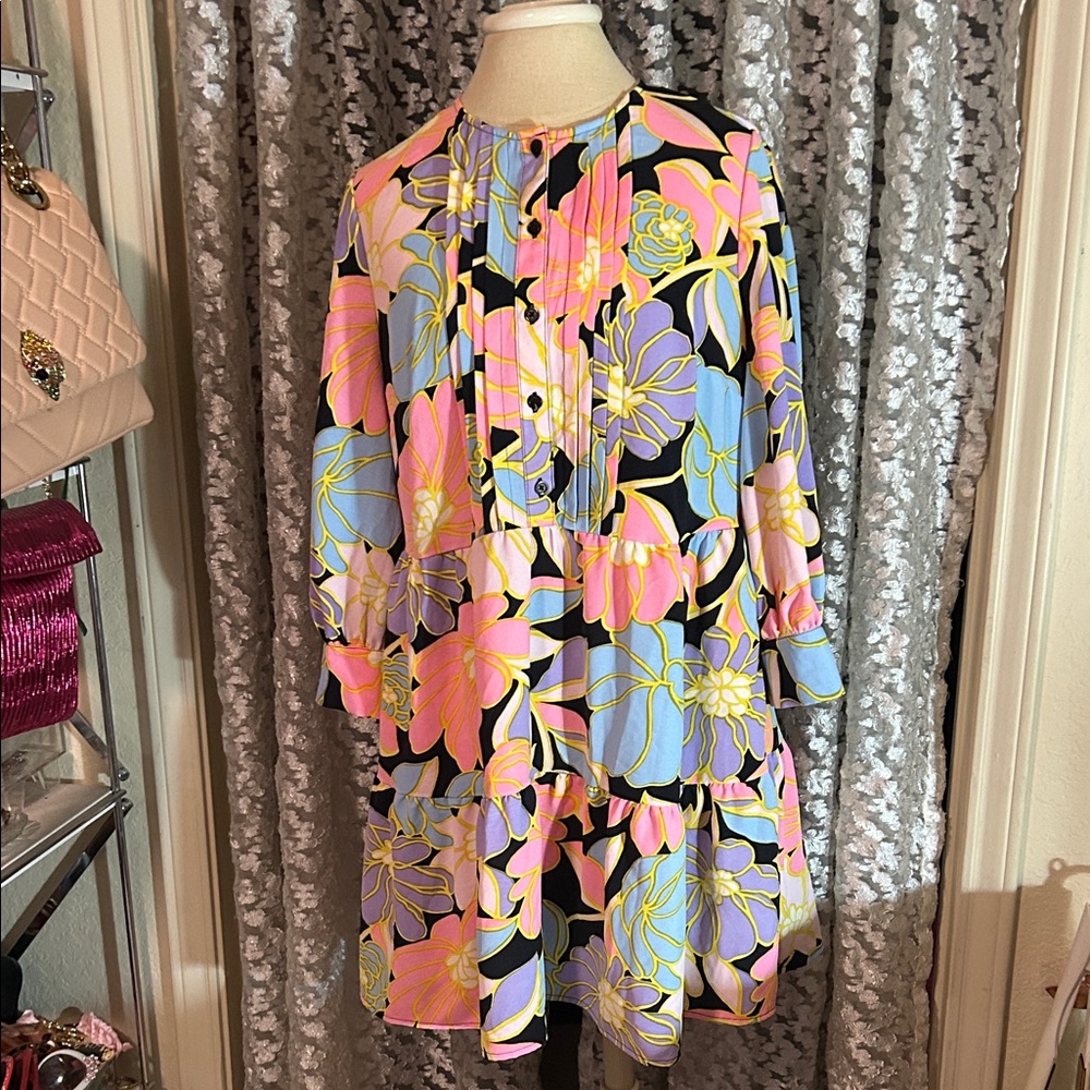 Who What Wear Floral Mini Dress - Black, Pink, Yellow, Blue